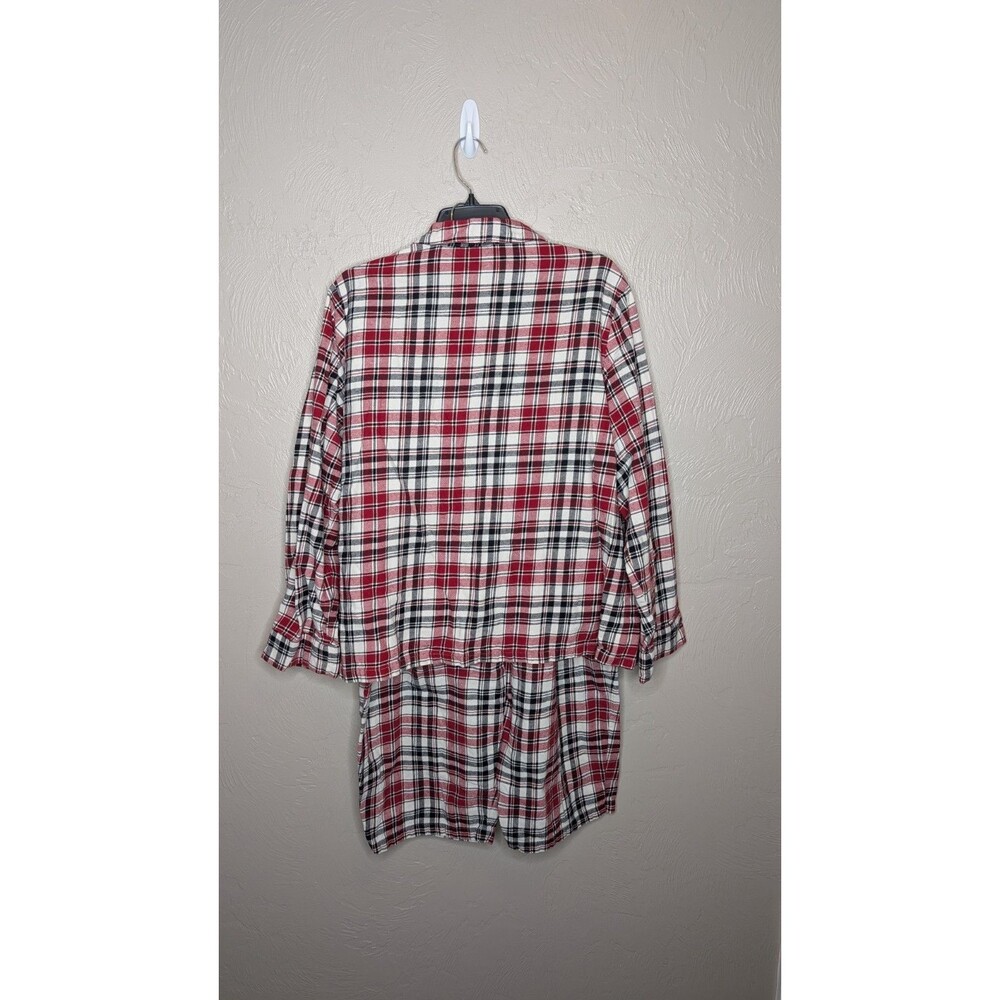 Disney Parks Womens 1X Red Black White Mickey Plaid Flannel Cotton Pajama Set - Picture 2 of 12